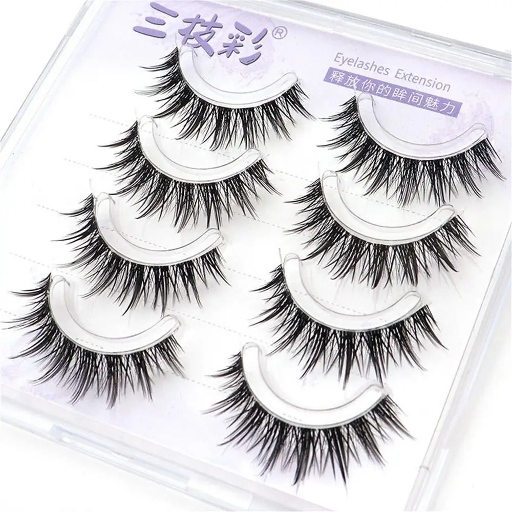 4 Pairs Natural Look False Eyelashes Anime Clear Band Fairy Lashes Cosplay Thai Makeup Fake Eyelashes Women