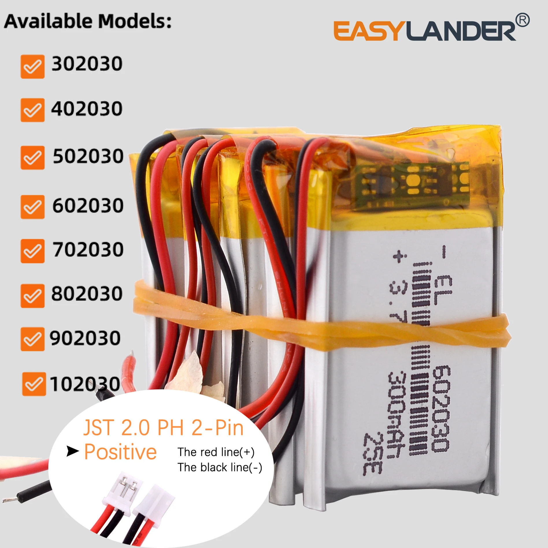 5 قطعة/الوحدة JST2.0 2P 902030 3.7V 500mAh ليثيوم بوليمر بطارية ليثيوم أيون يبو 402030 302030 502030 602030 702030 802030 102030 #1