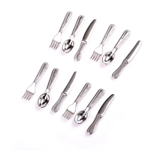 12pcs Mini Dollhouse Miniature Scene Model Doll House Accessories Knife And Fork