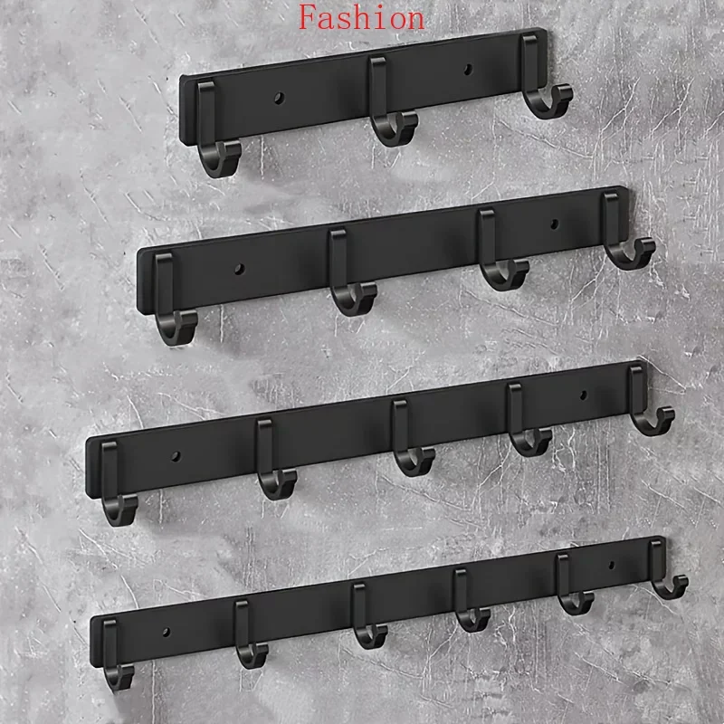 

Modern Black Aluminium Wall Mounted Hooks Towels Hanger Coats Clothes Holders Livingroom Bathroom Hallway Metal Keys Rack Hooks