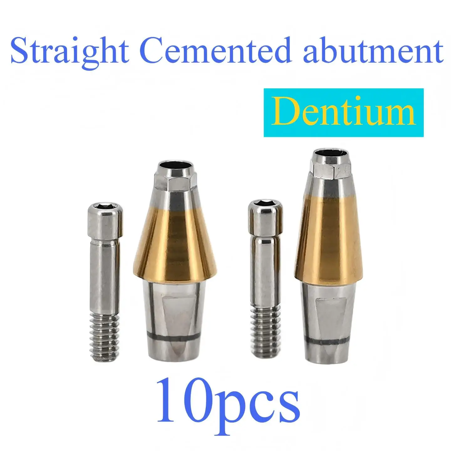 10Pcs Dental Implant Straight Cement Abutment Fits Dentium Internal Hex Conical Titanium Emergence Profile Restorative Materials