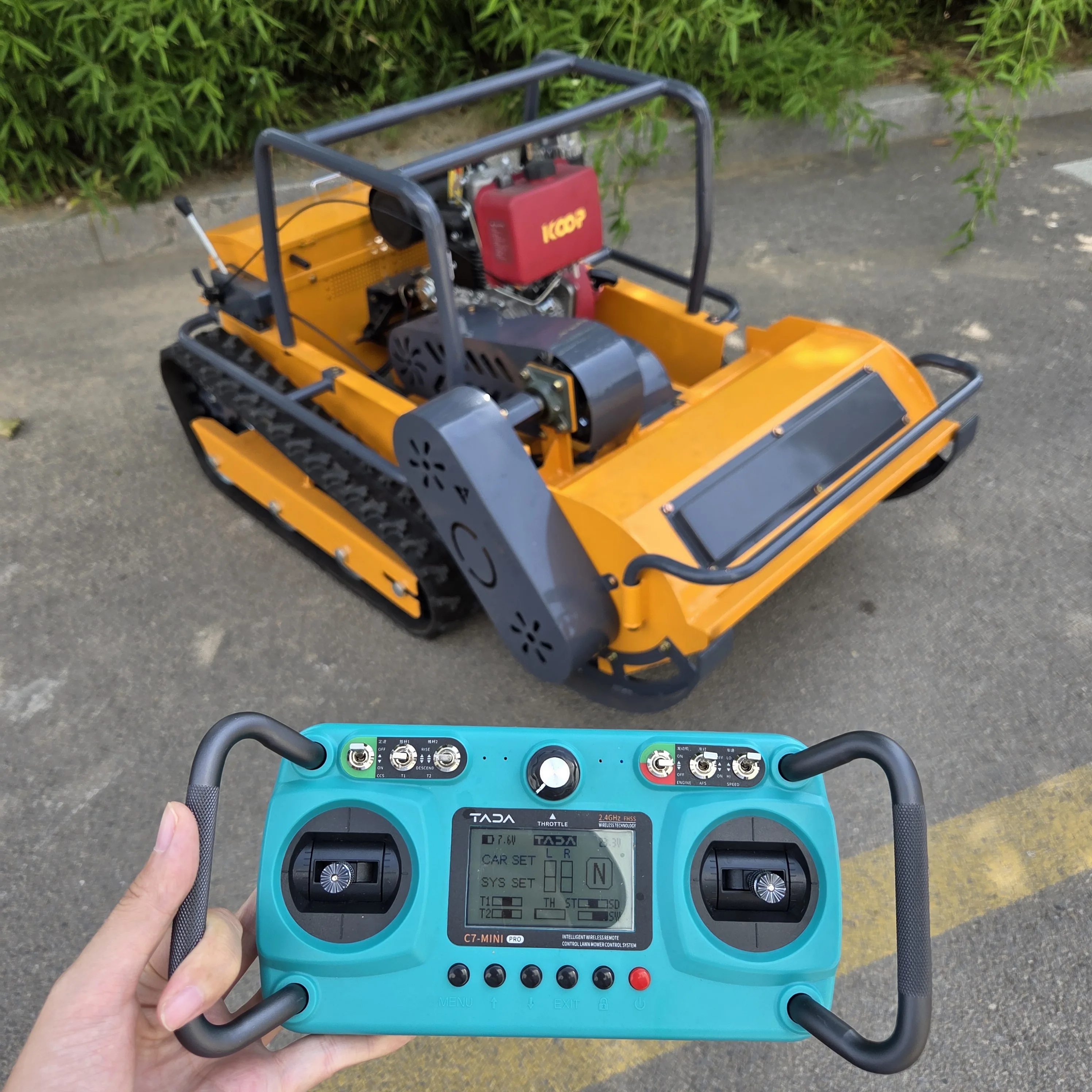 Hot selling diesel powered flail Y-blade lawn mower 800mm all terrain available smart remote control lawn mower