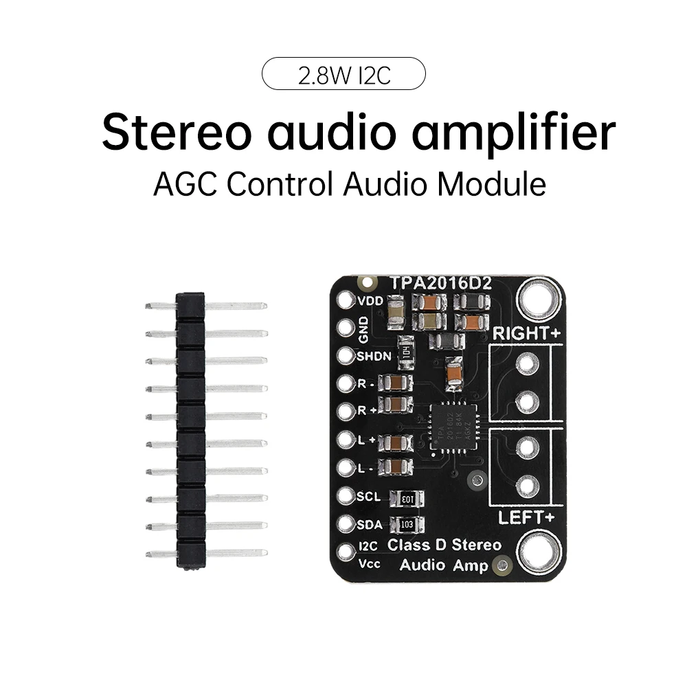 

TPA2016D2 Class D Sound Amplifier Board 2.8W I2C AGC Amplification Amp Control Plate Digital Stereo Audio Amplifiers Module