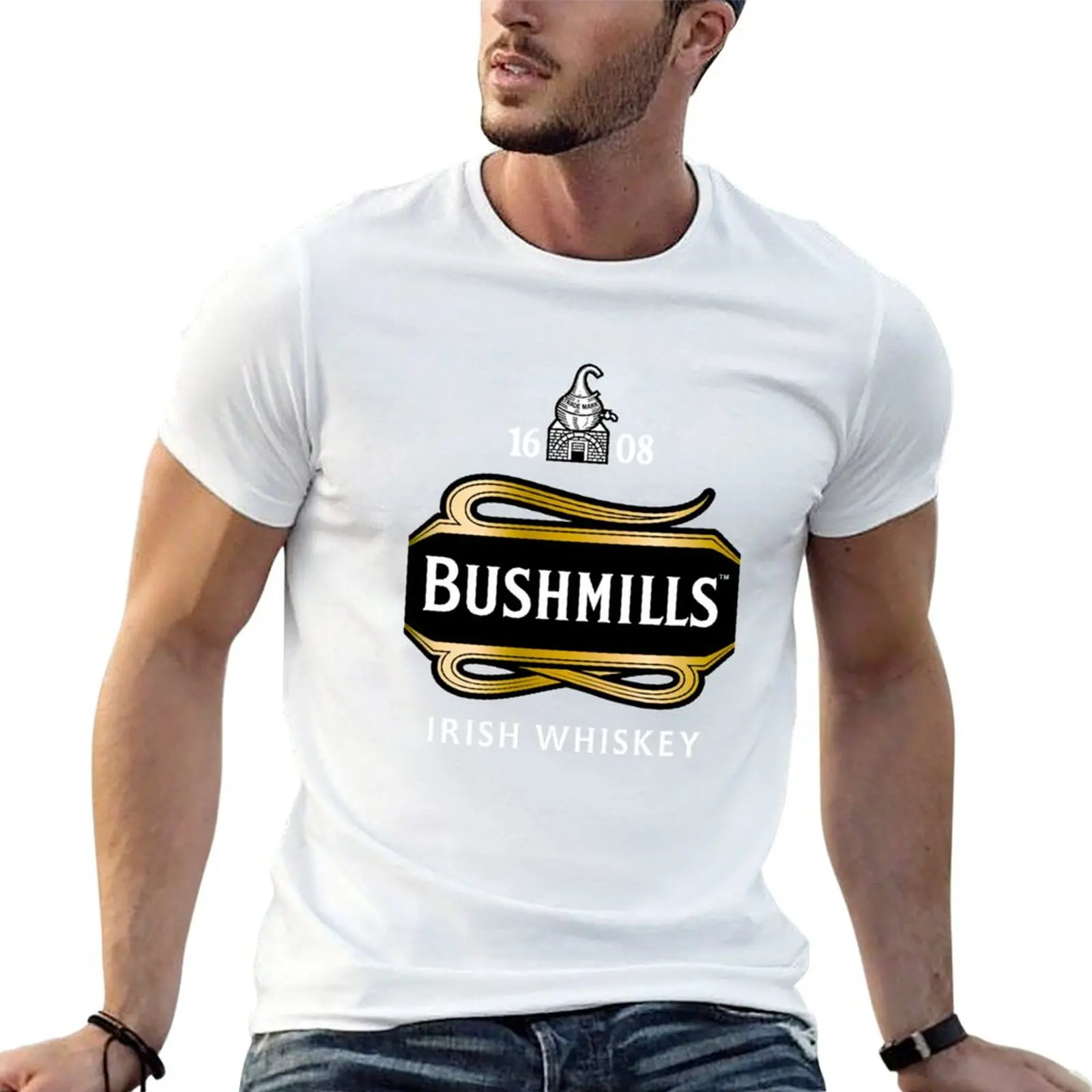Camiseta Bushmills, camisetas divertidas de algodón para hombre, camisetas de algodón de alta calidad con estampados, camiseta