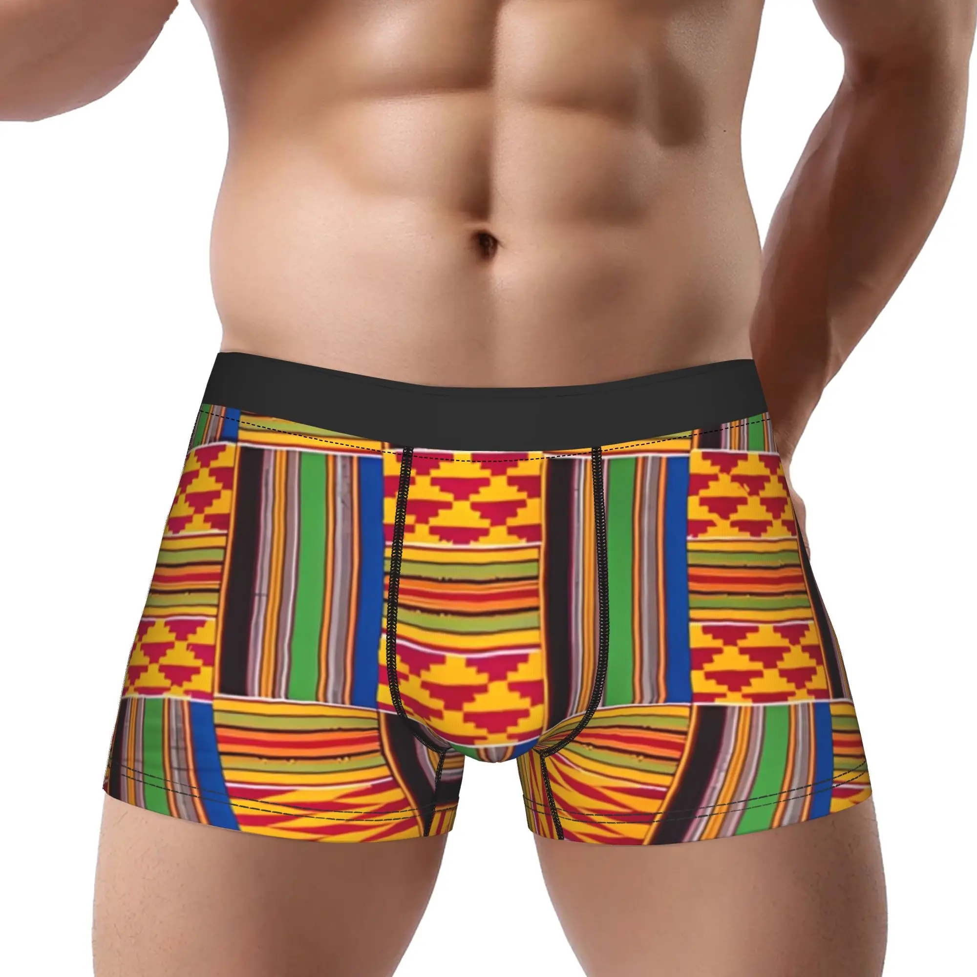 

African Pattern Ghanian Kente Cloth Underpants Homme Panties Male Underwear Comfortable Shorts Boxer Briefs
