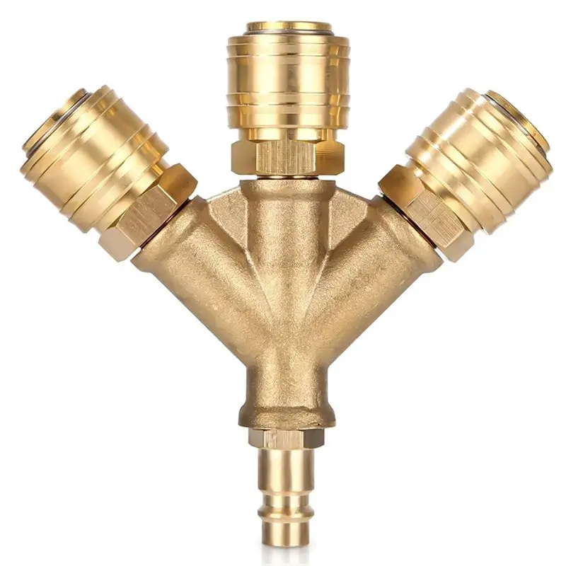 AEE4-Compressed Air Distributor Triple With Couplings, NW 7.2 1/4AG Air Hose Quick Coupler Distributor