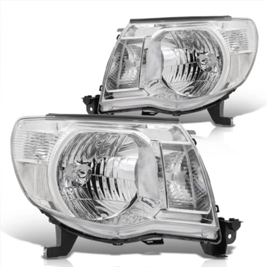 

Chrome Housing Clear Reflector Signal Headlights Driving Bumper Lamps Assembly Pair LH + RH Compatible Replacement For Tacoma 2