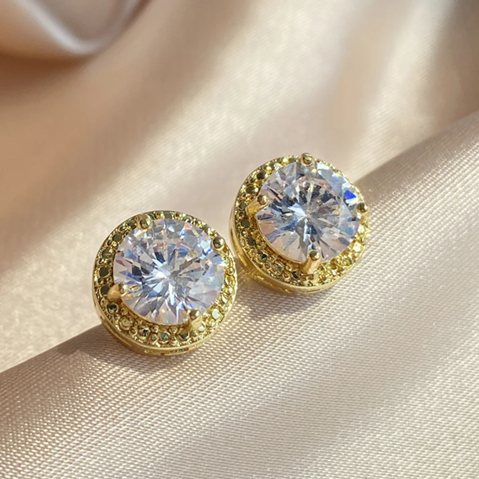 תכשיטי אופנה zakol לנשים/גברים כתר זוהר aaaa זירקון עגילים עגילים קטנים אבזרים מתנה