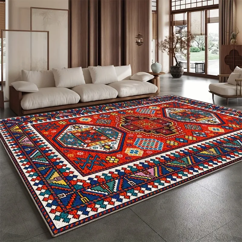 Modern Floral Rug, Light Luxury Minimalist Geometric Pattern, Durable Large Area Rug for Bedroom Living Room, Soft Floor Rug