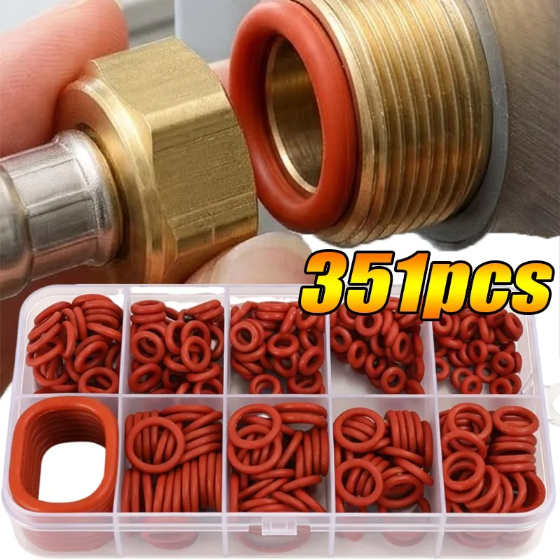 

351pcs Silicone O-Ring Repair Kit Car Pipe Repair Accessories Auto Pipe Valve Gaskets High Temperature Sealing Gaskets