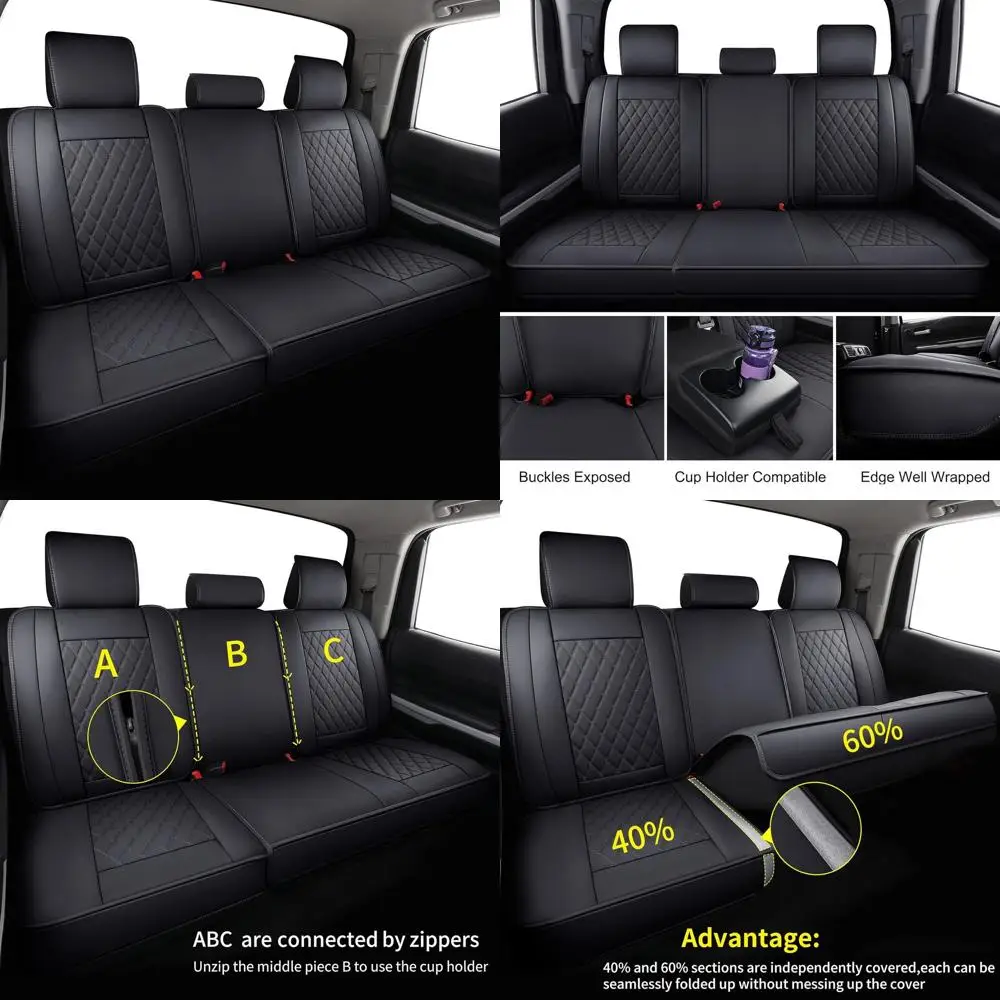 

Водонепроницаемые чехлы на заднее автомобильное сиденье из искусственной кожи для грузовиков Tundra Pickup 2007-2021, подходят для SR5, SRP, Platinum, TRD PRO, Crew/Cr