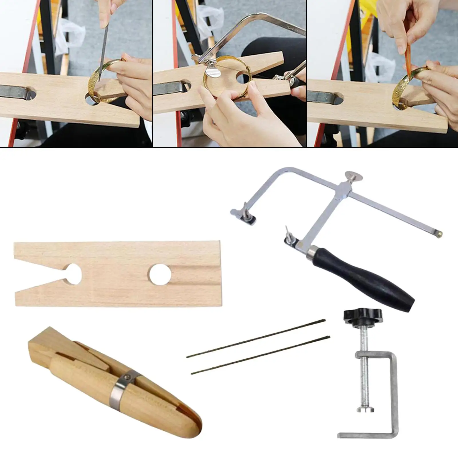 

Professional Jeweler Set Bench Pin Tools Set Ring Clamp for Drilling Filing Polishing ing Ring Setting