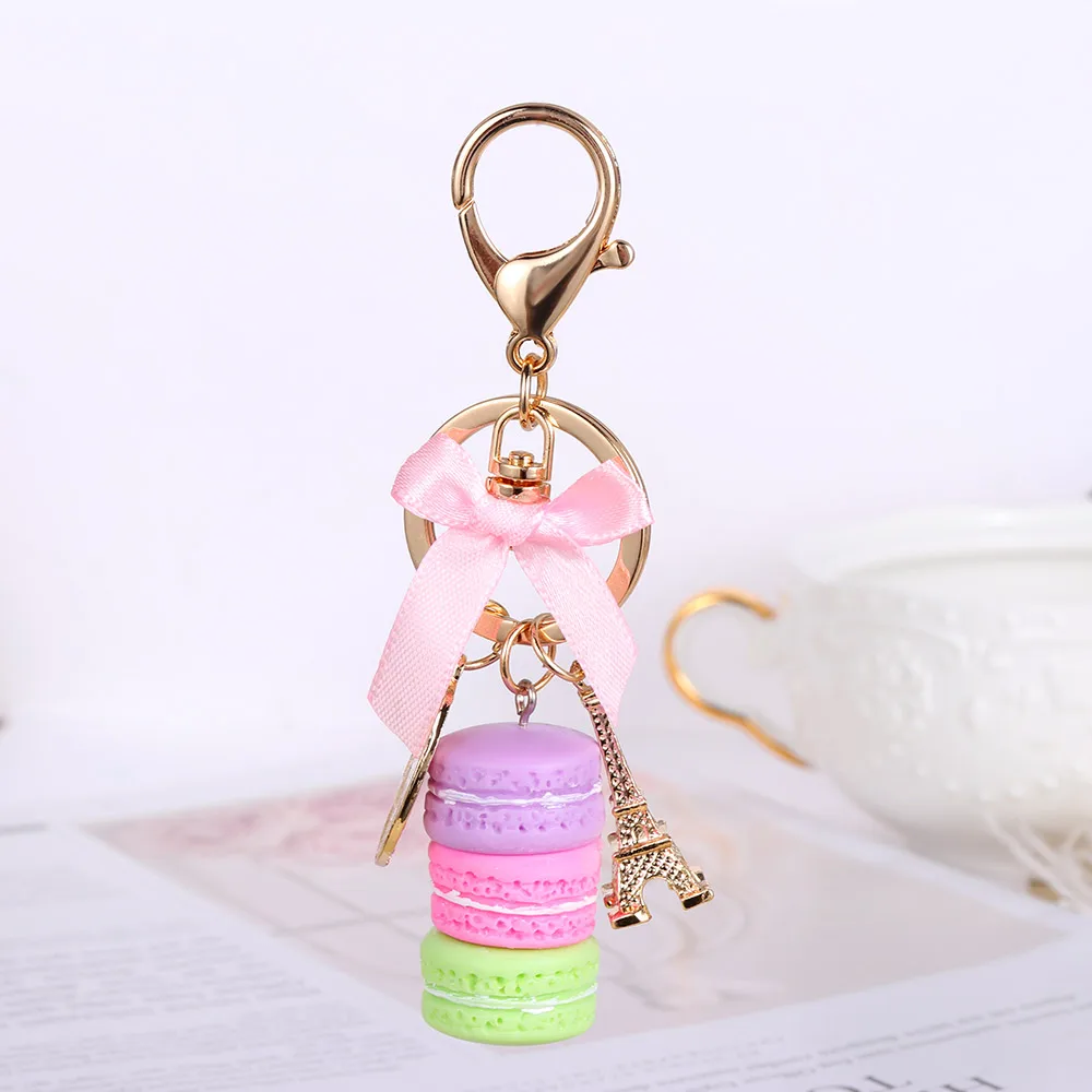 2022 Fashion Cute Macaron Cake Keychain Holder Korean Charm Handbag Car Pendant Accessories Jelewlry Gifts