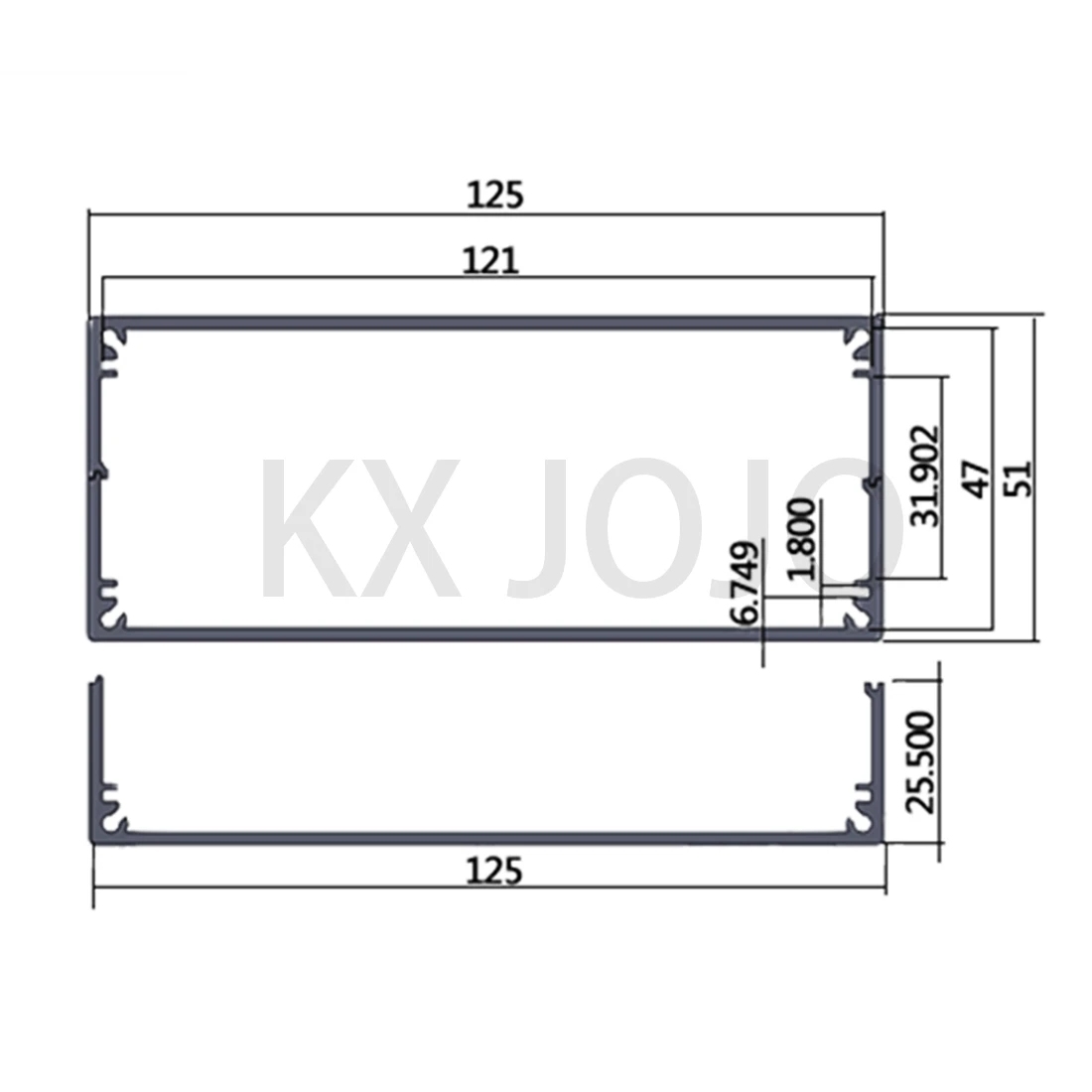 อุปกรณ์ DIY ไฟสีดำ125*51*110/150/160/180มมตู้อลูมิเนียม