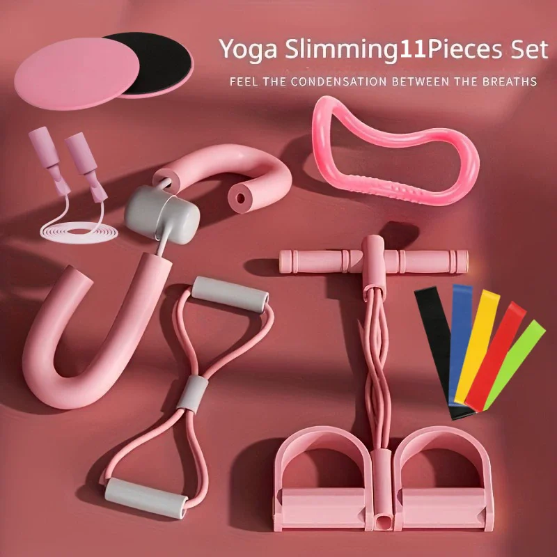 4/5/6/7/11pcs Yoga Fitness Set Elastic Bands Resistance Pedal Puller Figure Eight Leg Muscle Trainer, Flexibility Massage