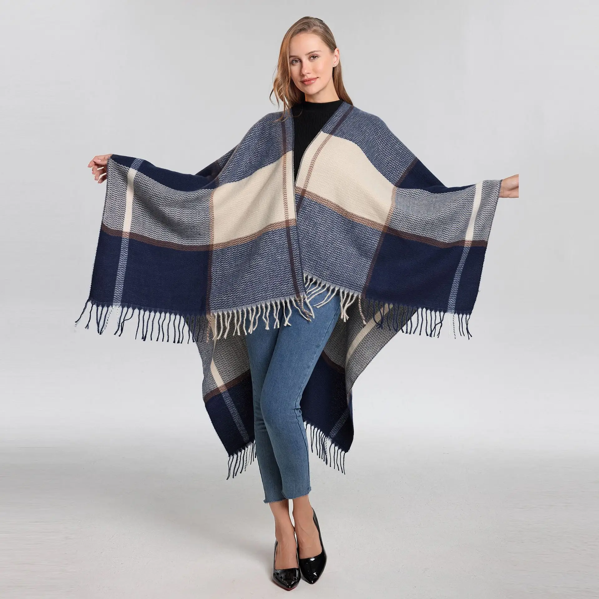 

2025 New designer fashion women winter autumn warm poncho soft neckwear shawls stole