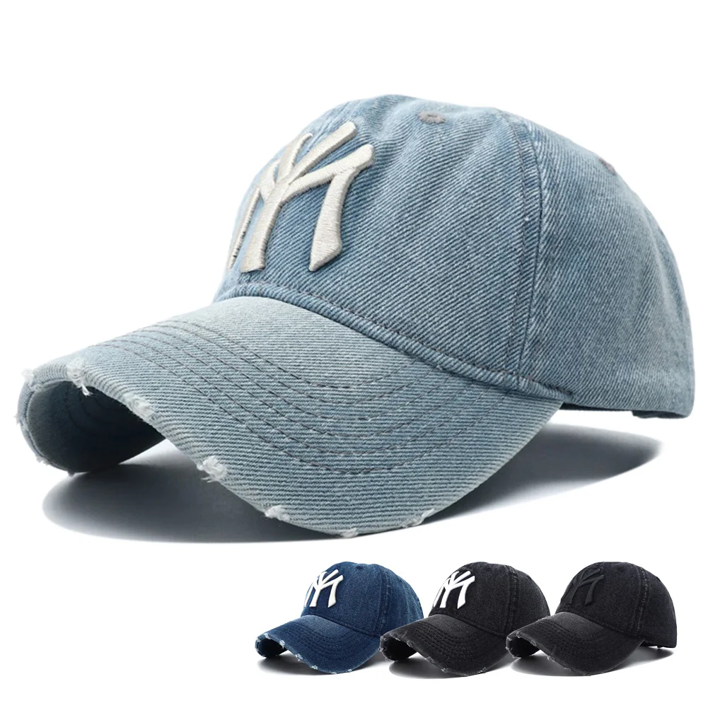 High Quality MY Embroidered Washed Denim Baseball Cap for Men Women Cowboy Sunscreen Hat Y2k Dad Snapback Hats Gorras Hombre