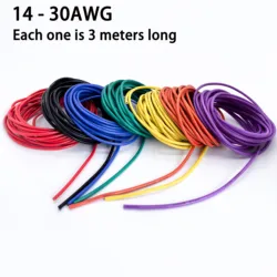 14/16/18/20/22/24/26/28/30 AWG Silicone Electric Wire 3 Meter/10ft- Soft, Flexible Tin-Copper Wire High Temperature Resistant