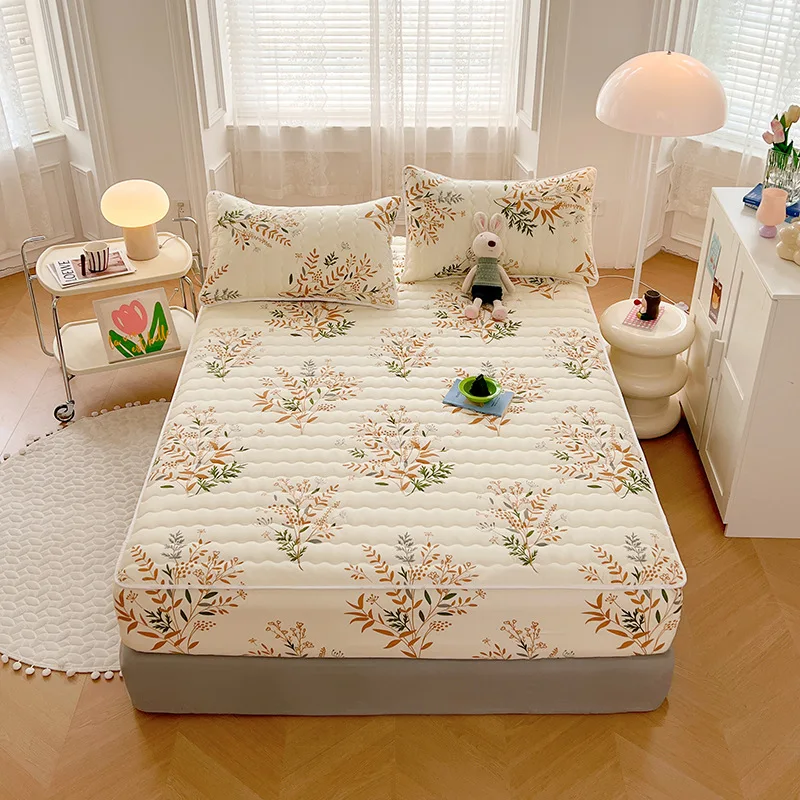 Modern and Minimalist Anti-Mite Fitted Sheet with Elastic Band Non Slip Mattress Cover for Double/queen/king Bed
