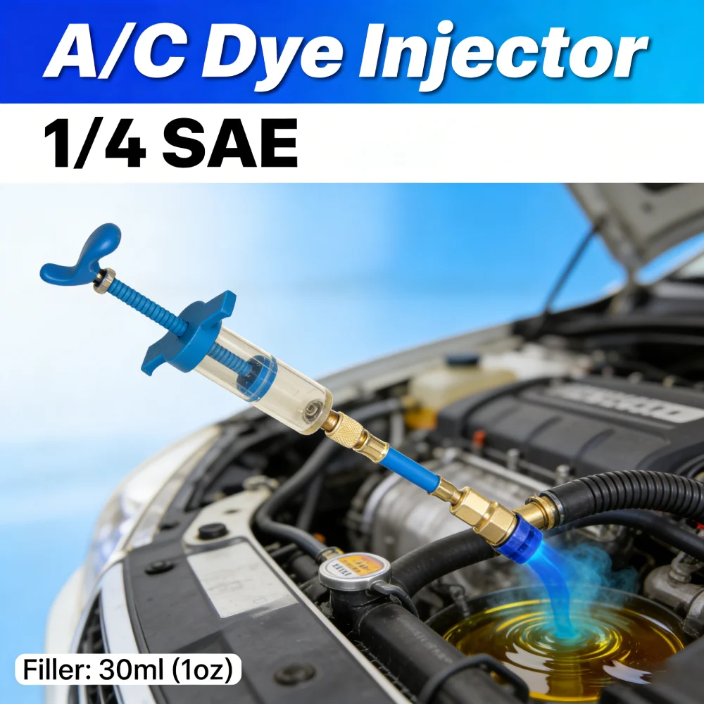 

Auto Oil Dye Injector 1/4 SAE Liquid Fuel Injector Oil Dye Coupler Adapter for Car Repair Tools for Vehicle Home Air Conditioner