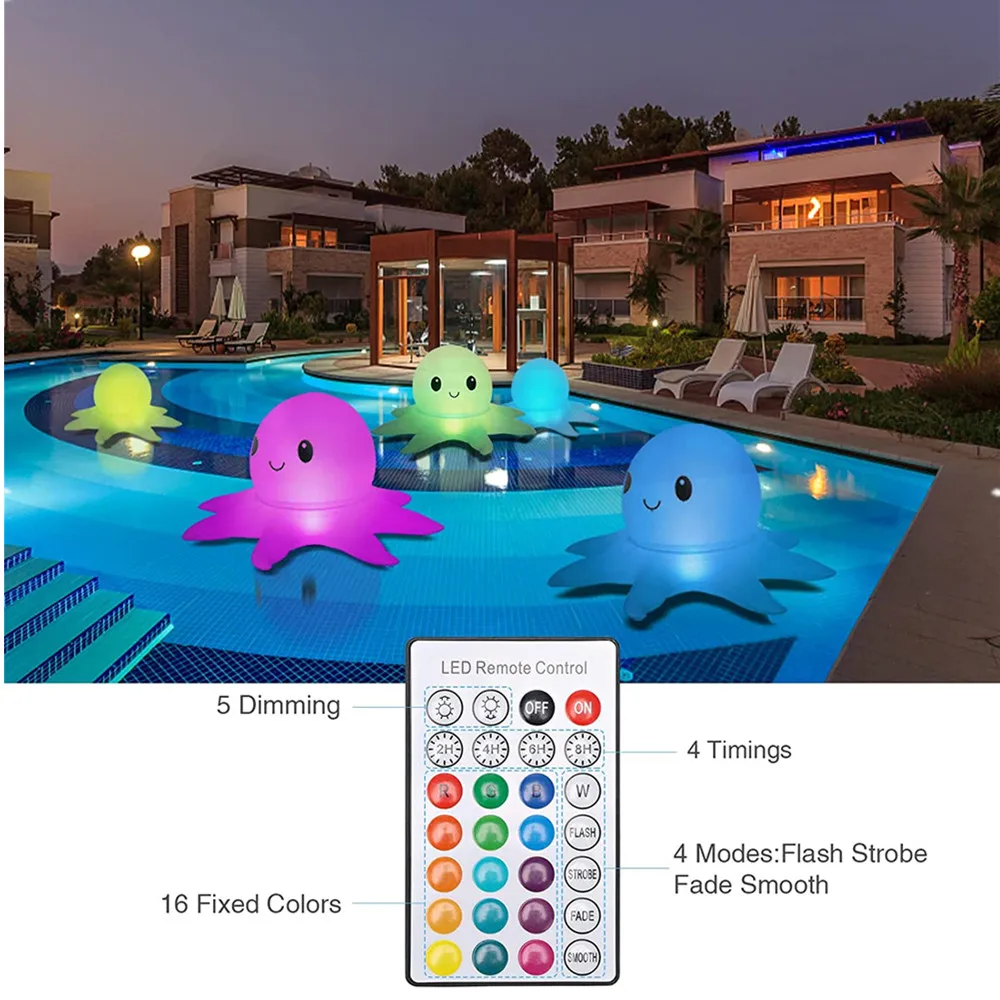 Imagem -05 - Remote Controlled Solar Floating Pool Lights Bola Inflável Colorida Polvo Piscina Gramado Jardim Quintal