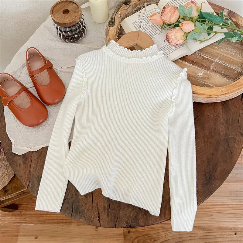 Girls Sweater Foreign Style Autumn and Winter Girls Children Bottom Knitwear Children Clothing Top Korean Simple Style Clothes