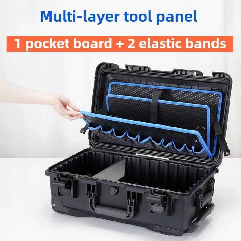 Waterproof Hard Case Large Tool Case Organizer Multi Layer Storage Hardware Toolbox on Wheels Electrician Tools Suitcase Box