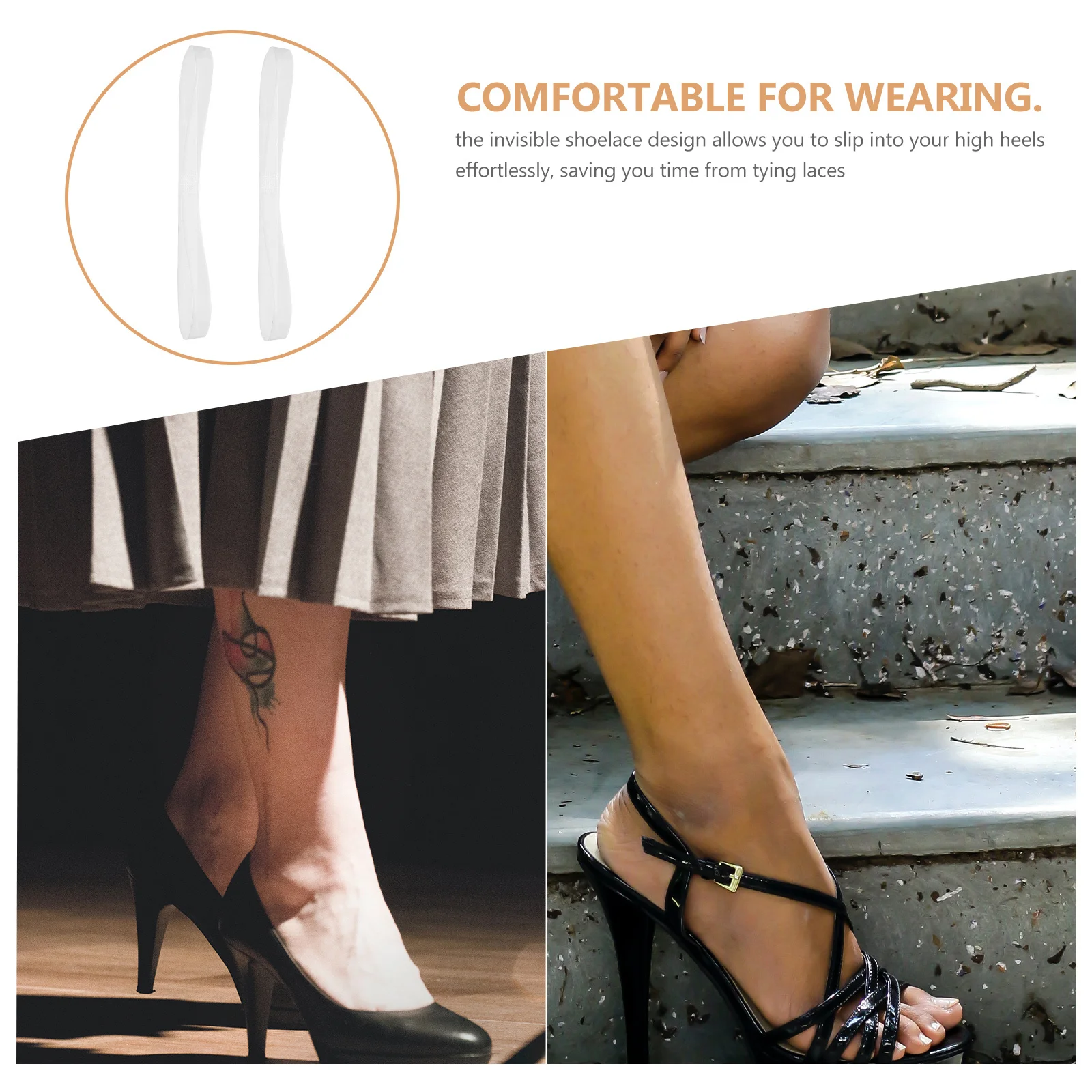10 قطعة شفافة غير مرئية أحزمة أحذية عالية الكعب بولي يوريثان مطاطا مكافحة زلة أربطة أحذية حزام الكاحل للكعوب فضفاضة #3