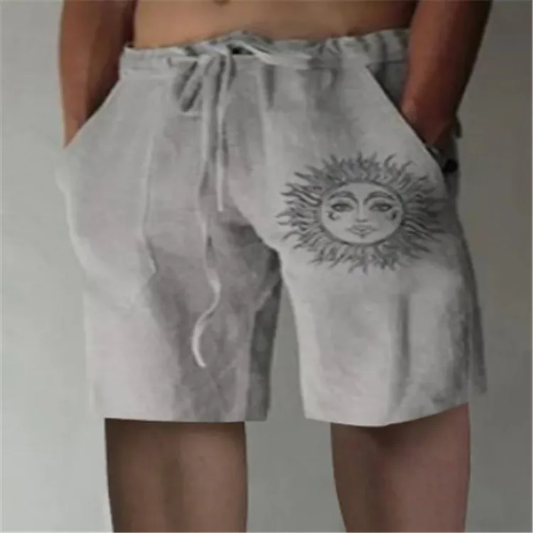 شورت رجالي غير رسمي فضفاض من القطن والكتان 2025 مادة قطن هاواي مريحة وقابلة للتنفس بناطيل الشاطئ