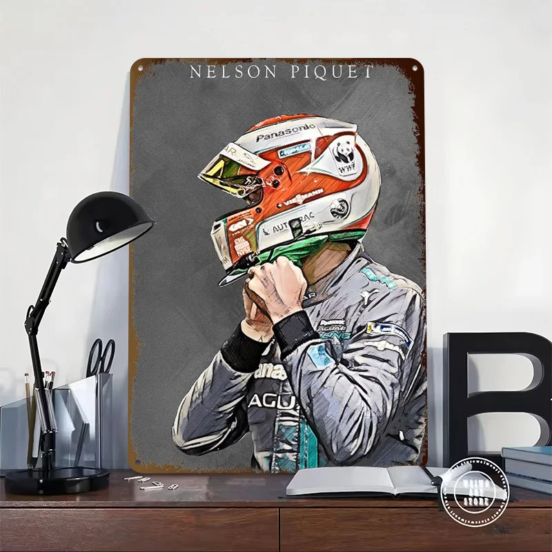 Nelson Piquet Personalized 3D Textured Metal Poster Wall Art Tinplate Sign for Decor Luxury Decoration Home Decor Items Room Tin