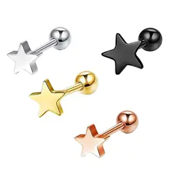 1Pair Stainless Steel Star Tragus Studs Earring Small Hollow Heart Moon Helix Earring Stud Cartilage Piercing Lobe Stud Jewelry