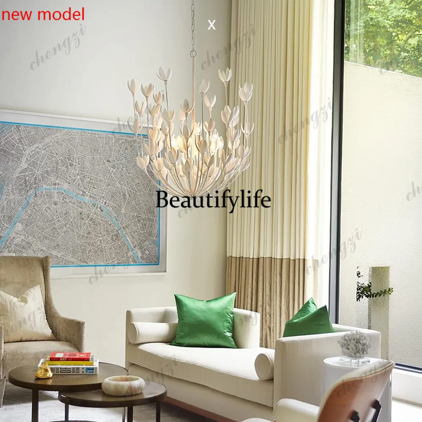 DD182French retro flower chandelier, styling lamp, villa bed and breakfast living room dining room decoration main lamp