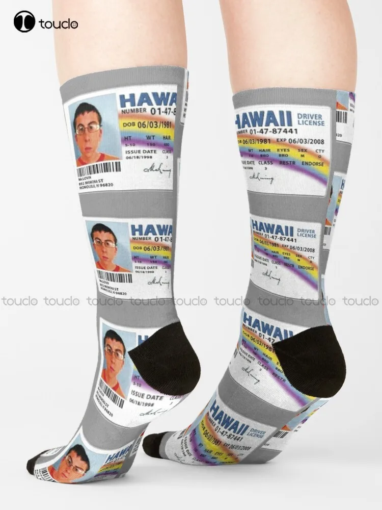 Mc Lovin Mclovin Mc Lovin Conduire Chauffeur Licence Super Mal Supergrave Hawaii Socks White Socks 360° Digital Print Gift Retro
