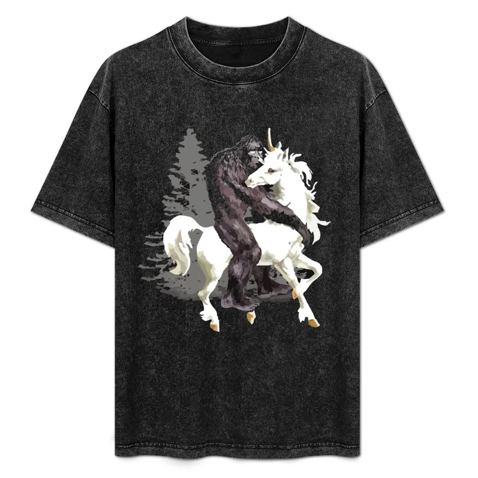 

Bigfoot Sasquatch Riding Unicorn T-Shirt heavyweights gifts for boyfriend funny meme t-shirts T-shirts for men cotton