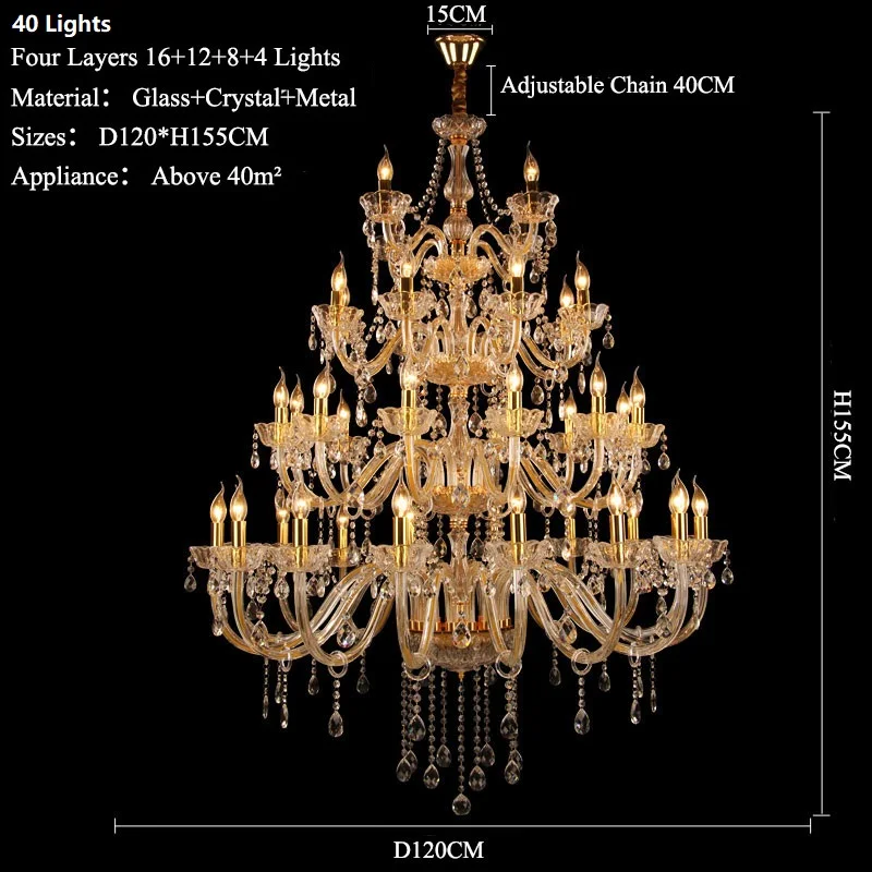 

European-style Large Villa Staier 2/3/4 Layers Crystal Chandelier Glass Project Hotel Villa Living Room Candle Chandelier Light