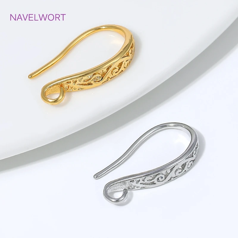 18K Gold Plated Brass Print Earring Hook Ear Wire For Earring Making,Hooks For Earrings,DIY Earrings Making Accessories