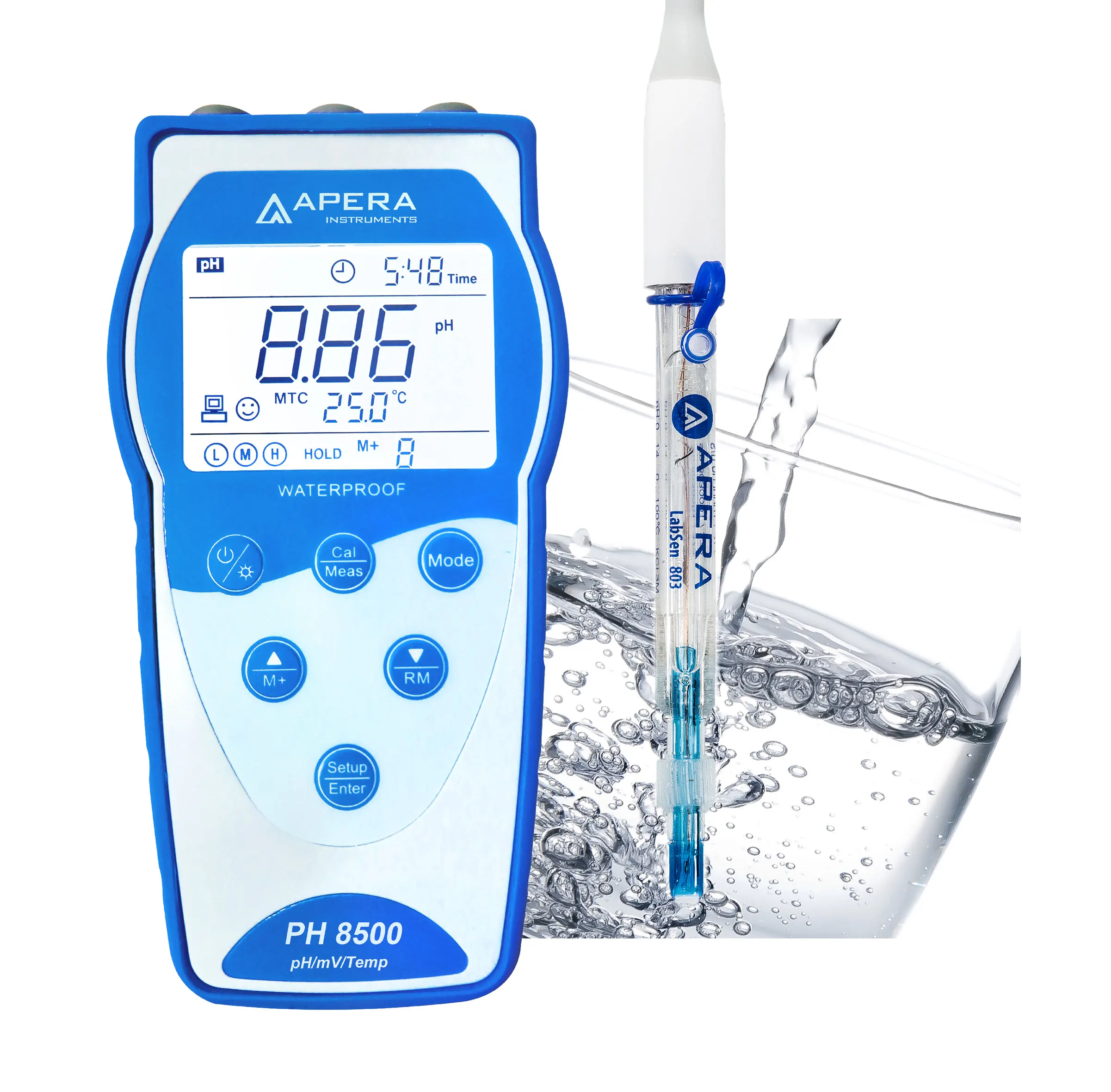 PH8500-PW Portable pH Meter for Purified Water (Drinking/RO/Distilled/Deionized Water), Equipped with LabSen803 Glass pH/Temp