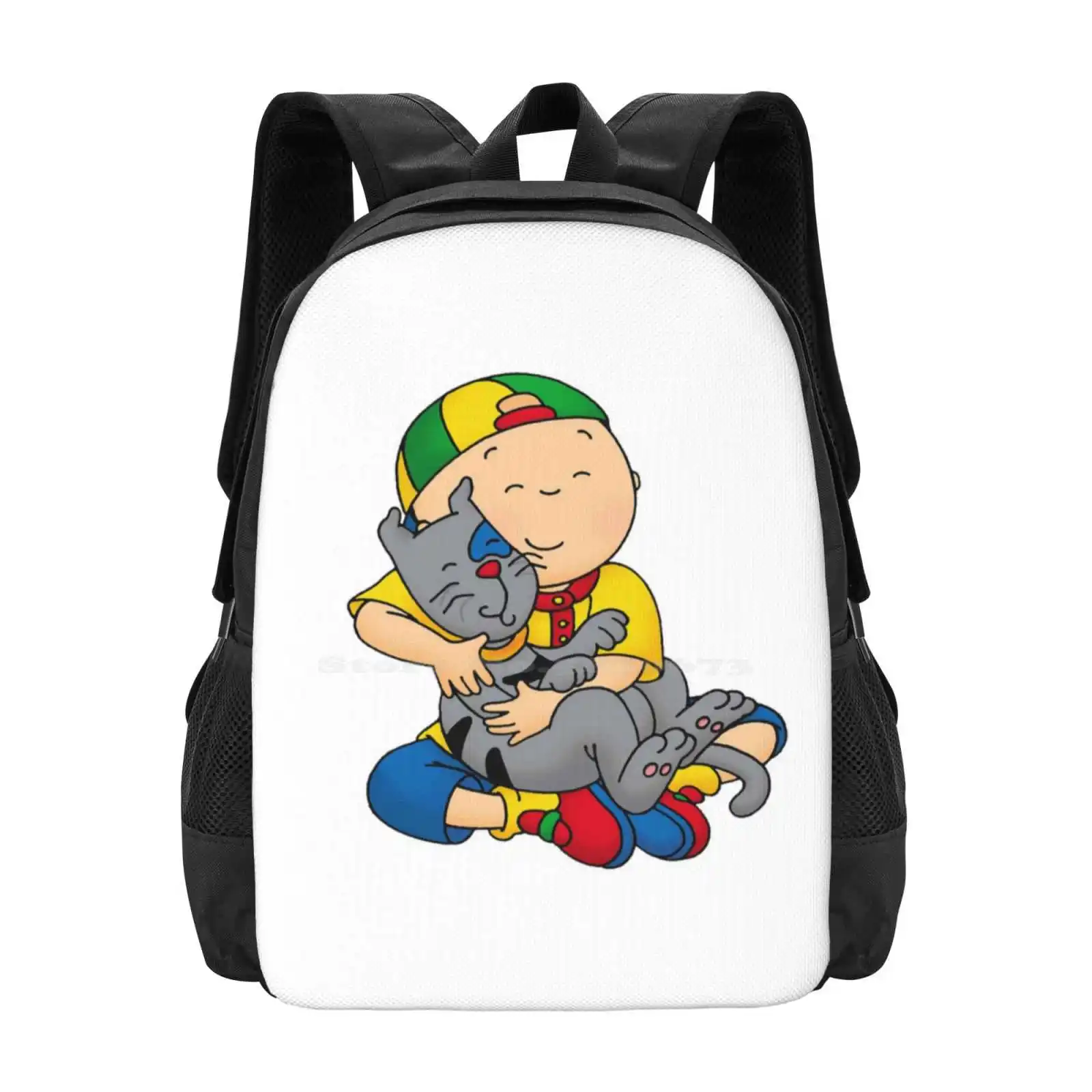 Caillou, Caillou And Dog Hot Sale Schoolbag Backpack Fashion Bags Cartoons Kidshows Animation Children Playtime Caillou Flying