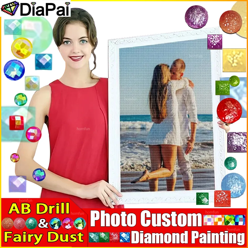 DIAPAI Fairy Dust AB Photo custom! Private custom! DIY Embroidery 5D diamond Painting Cross Stitch Full Rhinestone Decor Gift