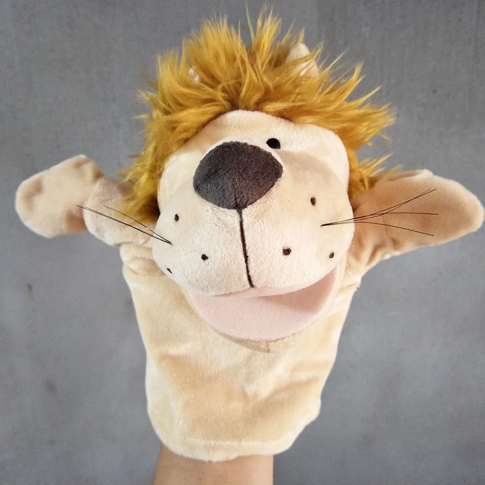 Kinderen open mond leeuw Baby Handpop Knuffel