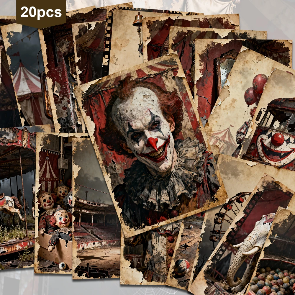 20pcs, Gothic Grotesque Circus Postcards, Decoration/Greeting Cards/Postcards, High-precision Printing, Collectible And Mailable