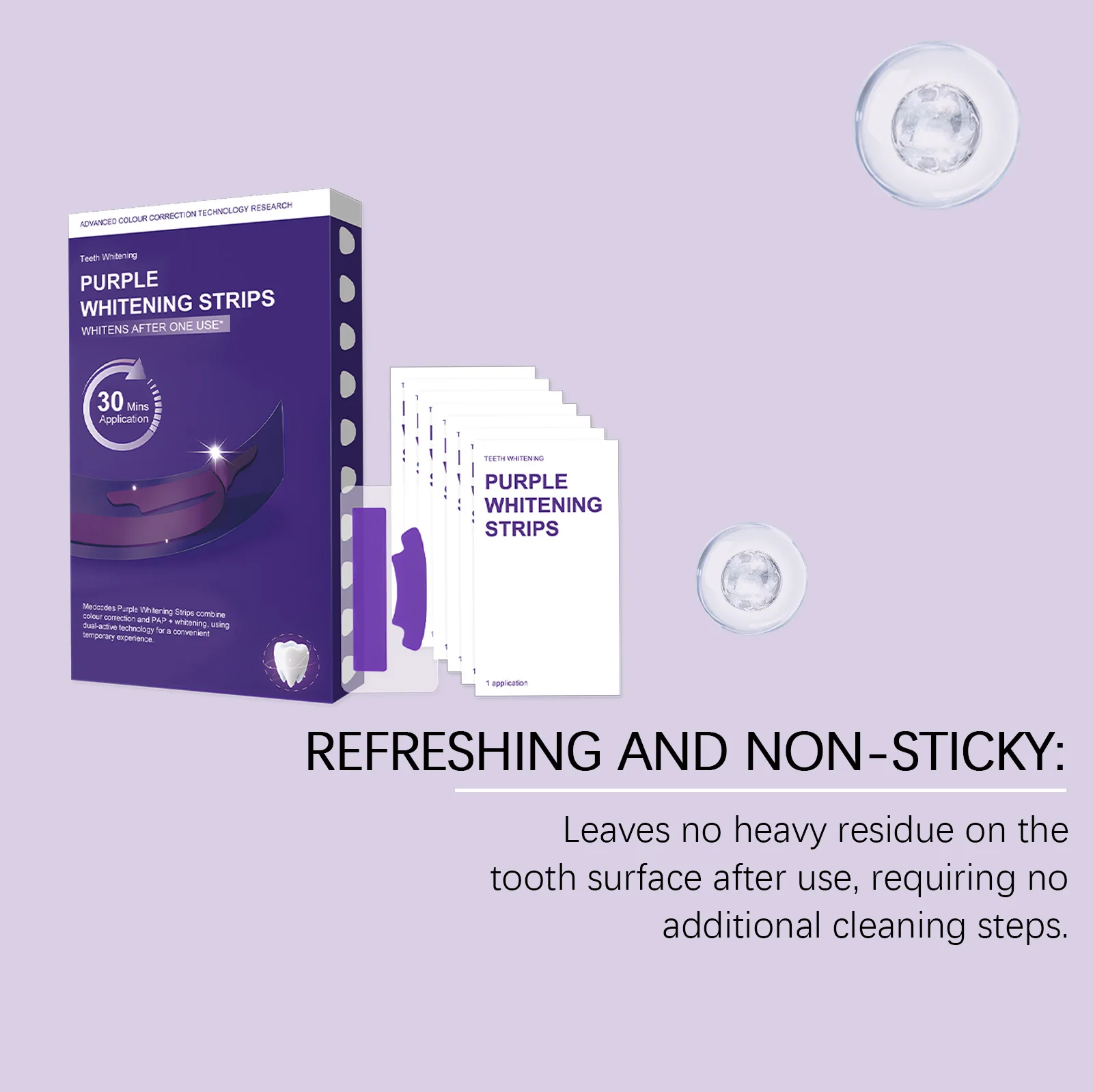 Purple Teeth Whitening Strips Clean Dental Plaque Remove Tea Coffee Stains Freshen Breath Improve Yellow Teeth Protect The Gums