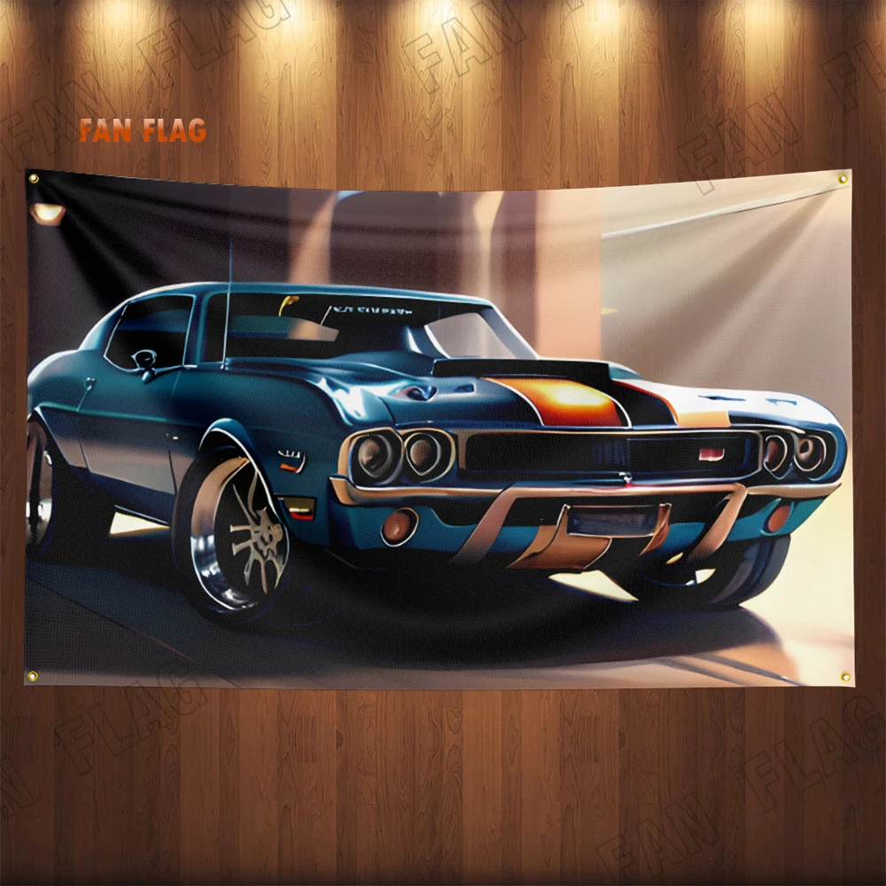 90x150cm Vintage American Muscle Cars Flag Polyester Digital Printing Retro Car Banner For Decor