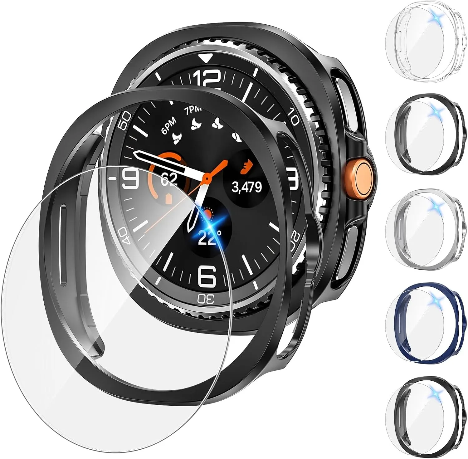 PC-Uhrengehäuse + Schutzfolie aus gehärtetem Glas, passend für Samsung Galaxy Watch 8 Classic 46 mm, hochauflösende Schutzfolie + mattes, stoßfestes Schutzgehäuse.