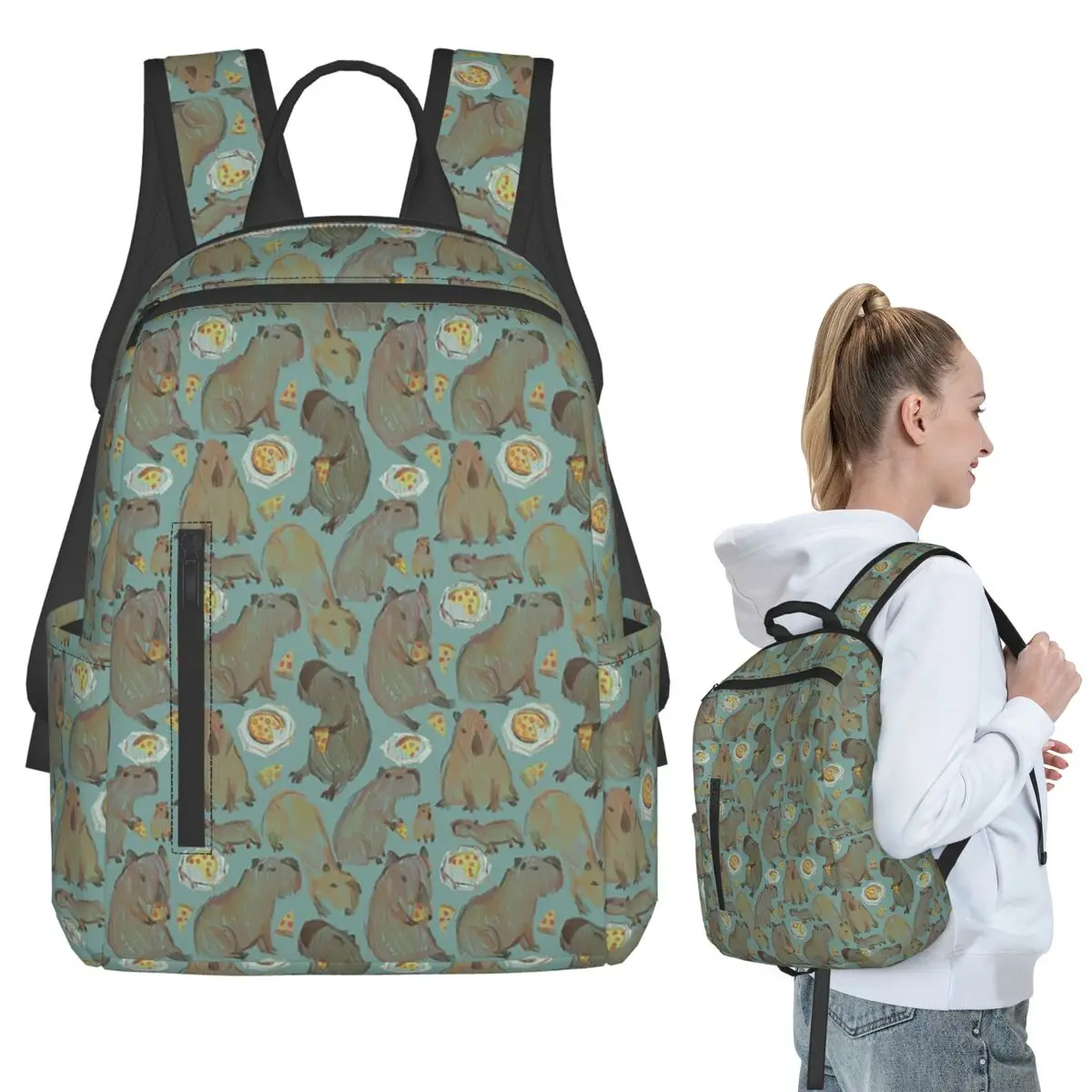 

Cartoon Cute Capybara Oil Painting Backpack Student BookBag Children School Bag Laptop Shoulder Bags Boys Girls