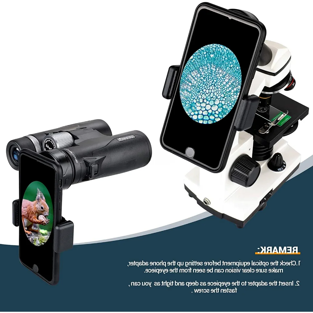 Universal Telescope Smart Phone Adapter Mount Compatible Binoculars, Monocular, Microscope, Spotting Scope, Telescope