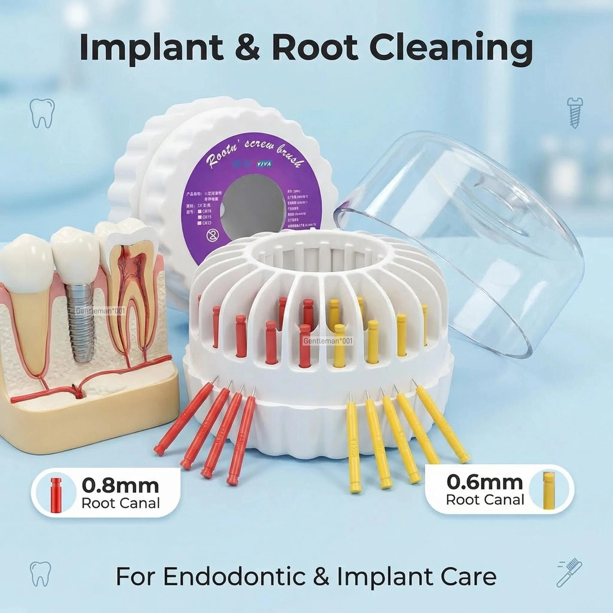 

Стоматологические эндодонтические щетки для чистки корневых каналов, насадки для очистки центрального отверстия 0,6 мм/0,8 мм
