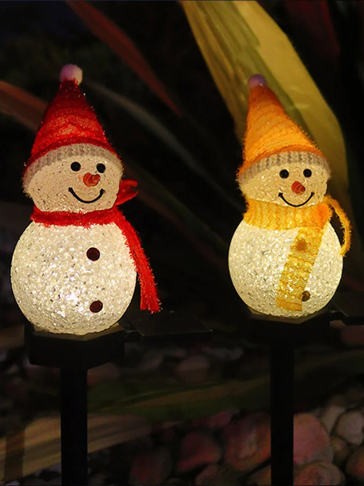 Ao ar livre led luz solar boneco de neve paisagem lâmpada decorações lâmpada do gramado série natal dos desenhos animados boneco de neve lâmpada à terra jardim