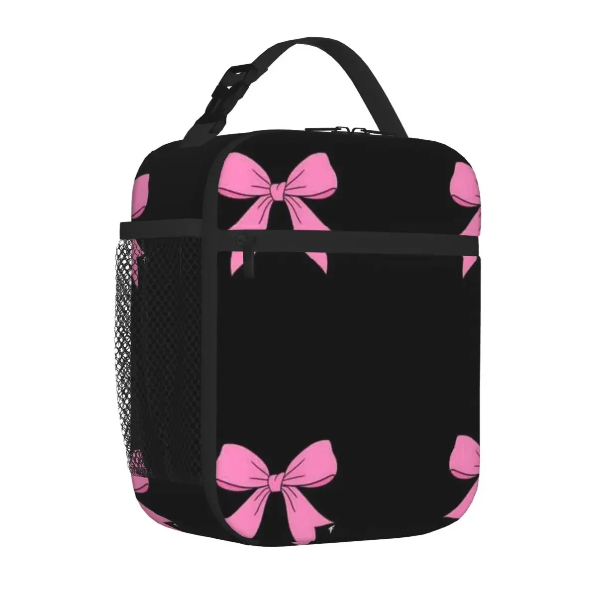 Bestselling Pink Bow - Black Background Space Print Snack Bag Business Travel Meal Carry Lunch Bag