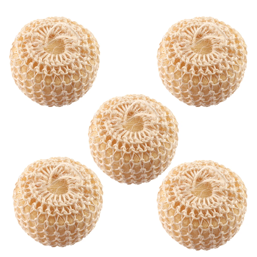 

5pcs Bath Sisal Balls Oval Skin Cleaning Blocks Exfoliating Body Scrubber Durable Bathing Ball For Smooth Tender Skin